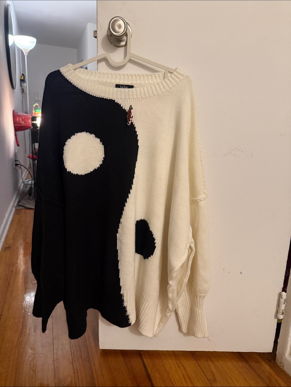 Dressed in LALA Yin & Yang Oversize Sweater NWT (Black and white combo)